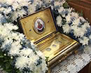 Накануне Покрова в Богоявленском храме встретили ковчег с частицами одежд Пресвятой Богородицы